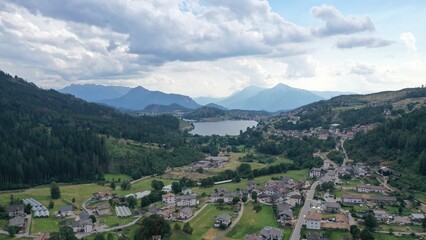 aerial photo with drone two lakes in perspective 2