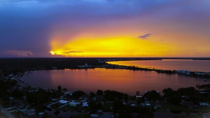 Fototapeta na wymiar Aerial panoramic view of lake Jackson. Located in Sebring, Florida, USA