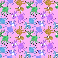 Cartoon animals seamless aliens giraffe pattern for kids clothes print and wrapping paper and accessories