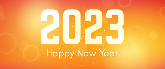 Fototapeta premium Happy new year 2023 incription on blurred background
