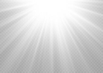 White sunlight, sun flash rays, star burst sparkle