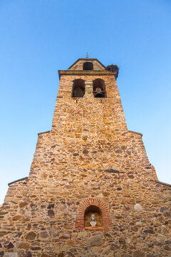 Tower of the Church of San Verisimo de Alija del Infantado, Leon, Spain 