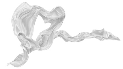 Fototapeta premium Beautiful flowing fabric of white wavy silk or satin. 3d rendering image.