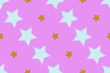 Obraz premium Seamless pattern with stars on pink background Vector illustration Texture for wrapping and fabric