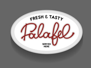 Falafel hand drawn text logo for street food market.