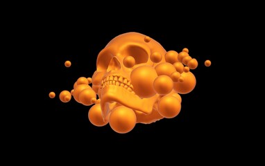 human skull in water