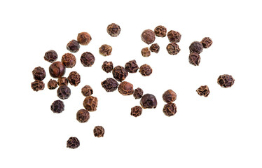Black Peppercorns on White Background