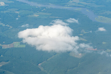 Fototapeta premium Aerial view of clouds over the Chesapeake Bay areas of Virginia and Maryland the Northern Neck and Delmarva Peninsula. 