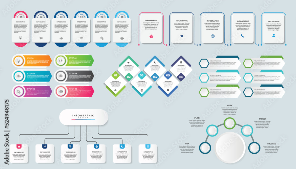Poster set of business infographic design template with options, steps or processes. can be used for presen