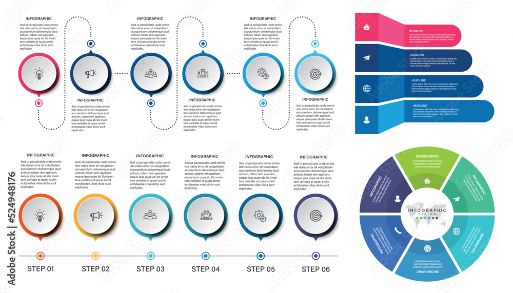 Fototapete set of business infographic design template with options, steps or processes. can be used for presen