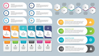 Fototapeta na wymiar Set of Business infographic design template with options, steps or processes. Can be used for presentation, diagram, annual report, web design, workflow layout