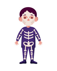 boy wearing skeleton costume