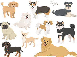 Fototapeta premium 犬の犬種セット2_ベクターイラスト