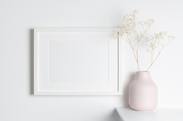 White frame mockup with copy space for artwork, print or photo presentation