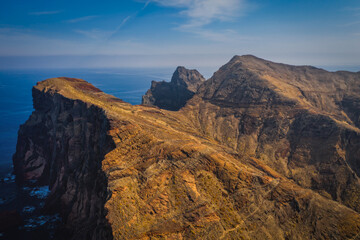 The peninsula St. Lawrence or Ponta de Sao Lourenco in the north-east of Madeira, viewpoint Miradouro da Ponta do Rosto, Portugal. October 2021
