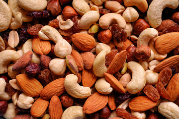  mixed nuts hazelnut cashew dried fruits macro background