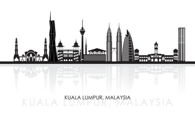 Silhouette Skyline panorama of city of Kuala Lumpur, Malaysia - vector illustration