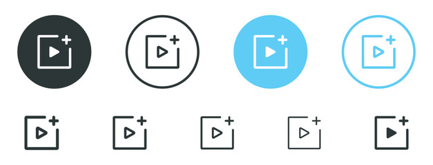 Add new video icon add playlist with plus symbol, create video icons button
