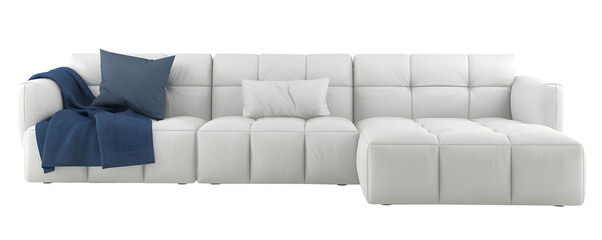 White L buble sofa and pillow transparent. Png. 3D rendering