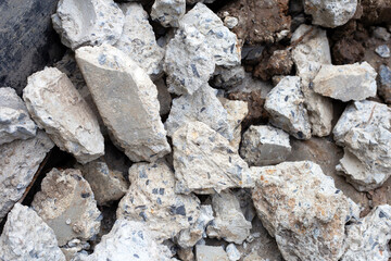 Pieces of concrete floor, Building demolition