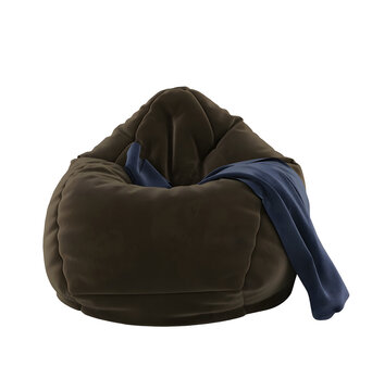 Chocolate single bean bag and blanket, Transparent. Png. 3D rendering