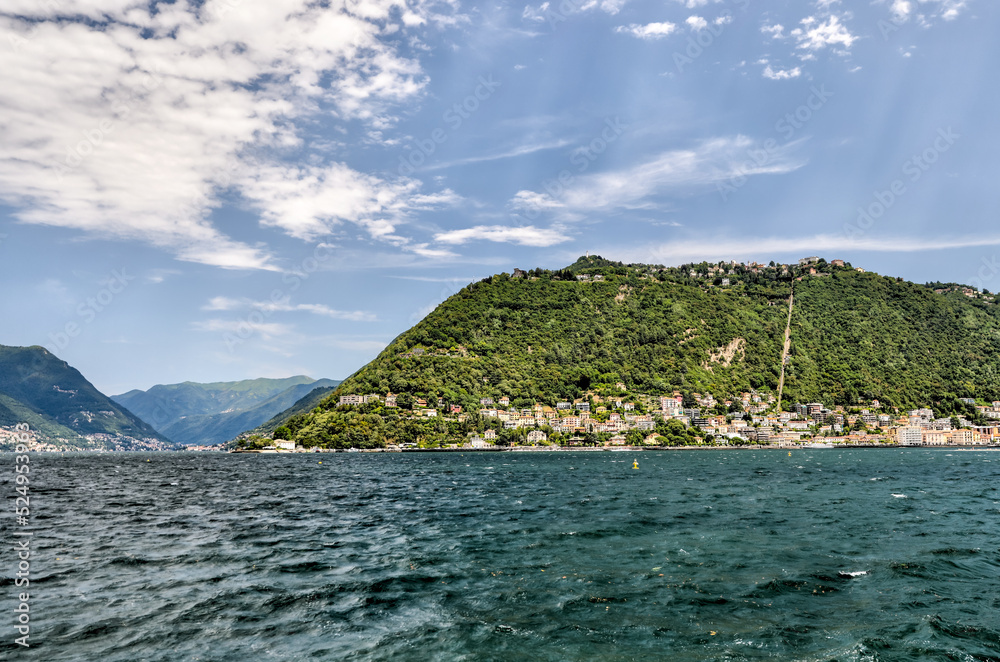 Wall mural aerial and panorama views of lake como, italy