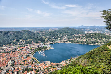 Naklejka na ściany i meble Aerial and panorama views of Lake Como, Italy