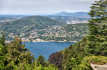 Fototapeta na wymiar Aerial and panorama views of Lake Como, Italy