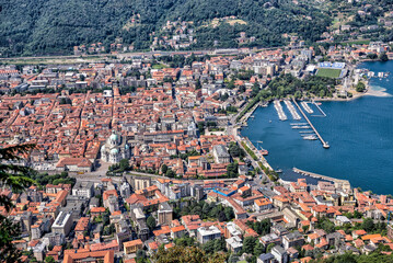 Aerial and panorama views of Lake Como, Italy