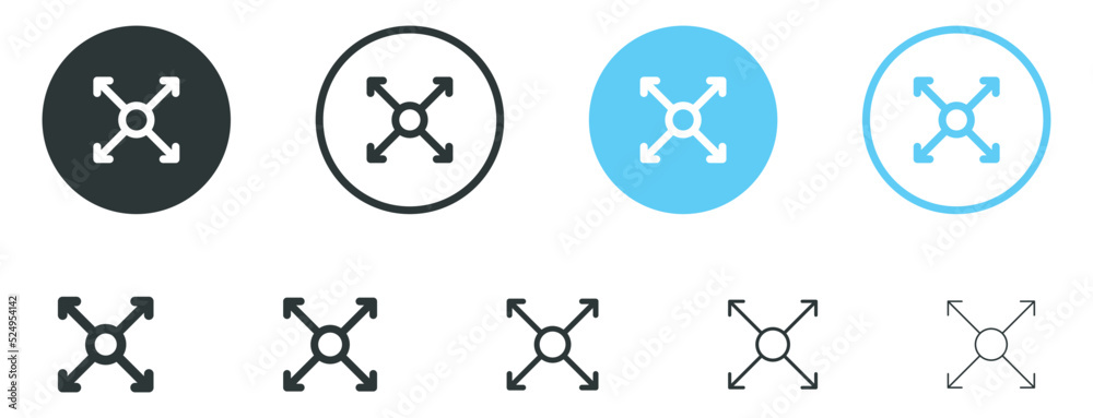 Leinwandbilder arrow maximize icon four arrows expand size icons enlarge resize zoom scale icon