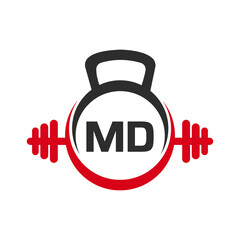 Letter MD Fitness Gym Logo Concept. Fitness Logo Symbol Vector Template