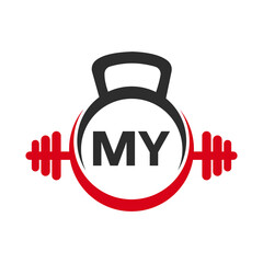 Letter MY Fitness Gym Logo Concept. Fitness Logo Symbol Vector Template