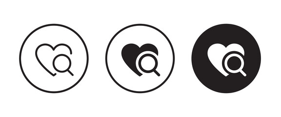 Searching Love, Finding Love, Dating, Search heart icon, Magnifying glass with heart icons,editable stroke, flat design style isolated on white linear pictogram, button, vector, sign, symbol, logo