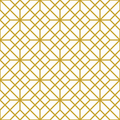 Octagonal shapes and squares in a gold color outline repeating geometric pattern, PNG Transparent Background