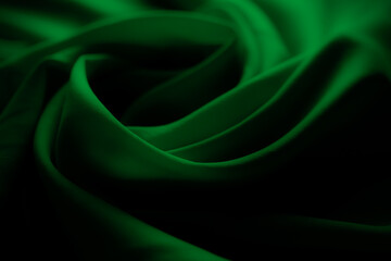 Obraz premium Green Color Cloth Pattern Background.Silk Wave Texture Design Holidays Travel Summer Card Banner.Light Gradient Green Black Fabric Smooth Shape Colorful.Abstract Luxury Template Wallpaper Backdrop.