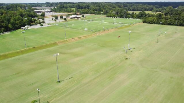 sports complex in Clemmons NC being mowed
