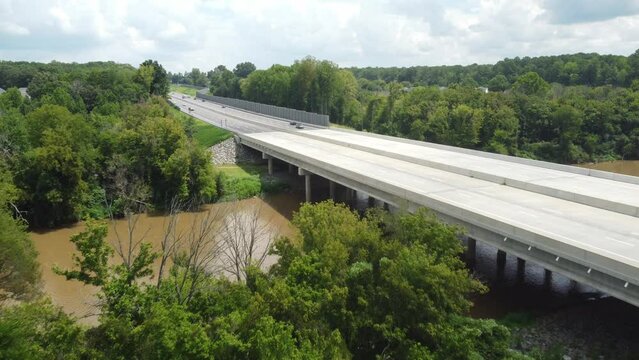 Fly over interstate 40 bridge and the Yadkin River