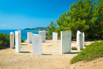 "Crown of Limenaria" - artwork on the top above village Limenaria, island Thassos, Greece, Europe