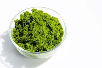 Wolffia globosa or Water Meal on white background.