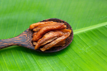Sun dried banana. Fruit snack