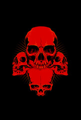 Skulls with light vector illustration