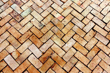 Fototapeta premium Outdoor brick tiles. Garden pavement