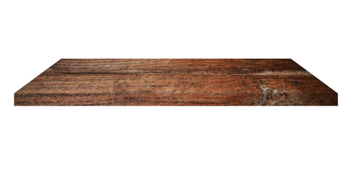 Wooden shelf on isolated white background with space