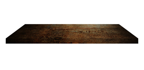 Wooden shelf on isolated white background with space
