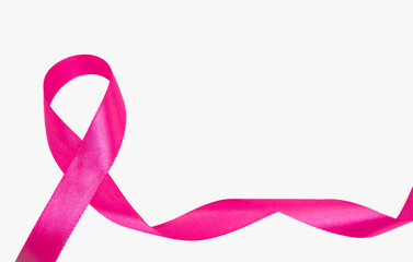 pink ribbon breast cancer awareness symbol on white color background