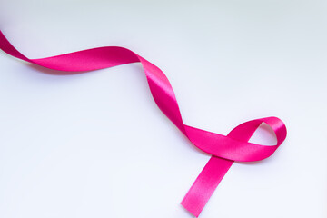 pink ribbon on white background  breast cancer concept