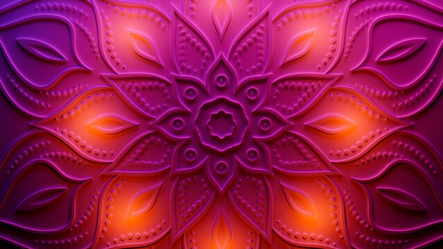 Diwali Festival Wallpaper, with Pink Three-dimensional Ornate Design. 3D Render.