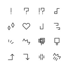 カクカクした感情表現の線画アイコンセット