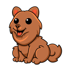 Cute little pomeranian dog cartoon sitting