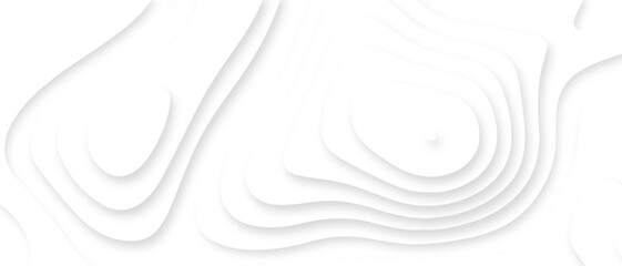 White paper cut white background. Abstract realistic papercut decoration textured with wavy layers and shadow. Topographic contour map abstract tech motion graphic design.